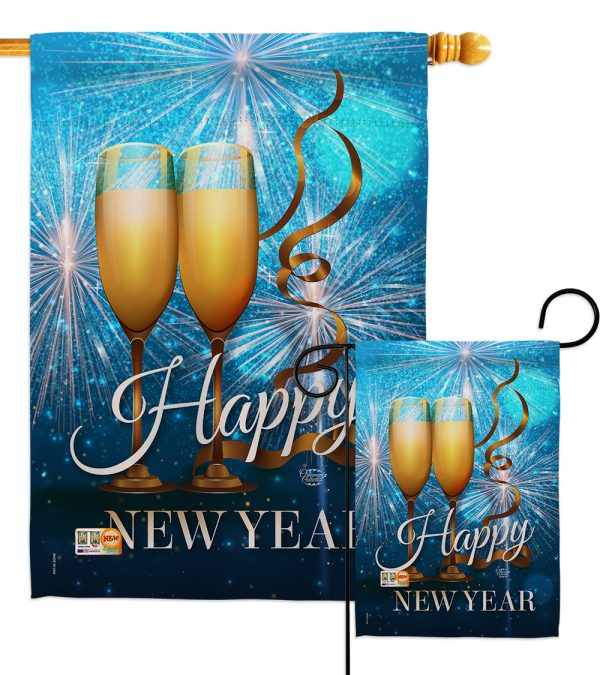 New Year Fireworks - New Year Winter Vertical Impressions Decorative Flags HG191075 Made In USA For Sale