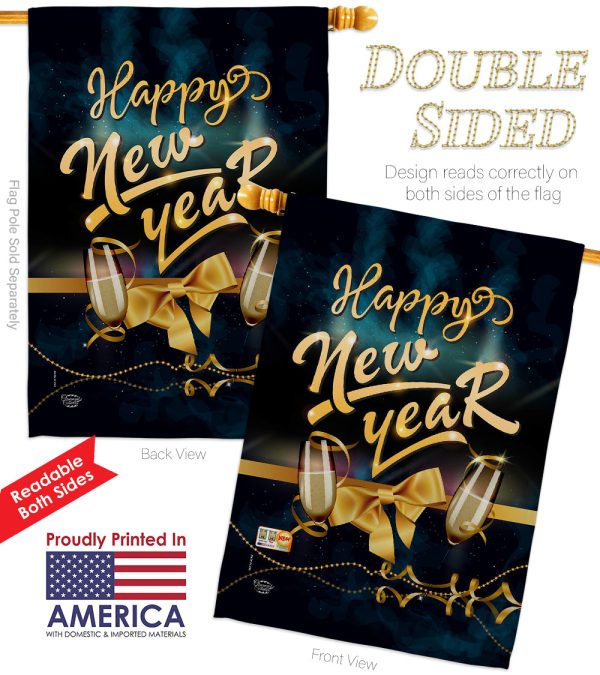 Cheerful New Year - New Year Winter Vertical Impressions Decorative Flags HG192146 Made In USA Cheap - Image 2