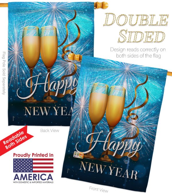 New Year Fireworks - New Year Winter Vertical Impressions Decorative Flags HG191075 Made In USA For Sale - Image 2