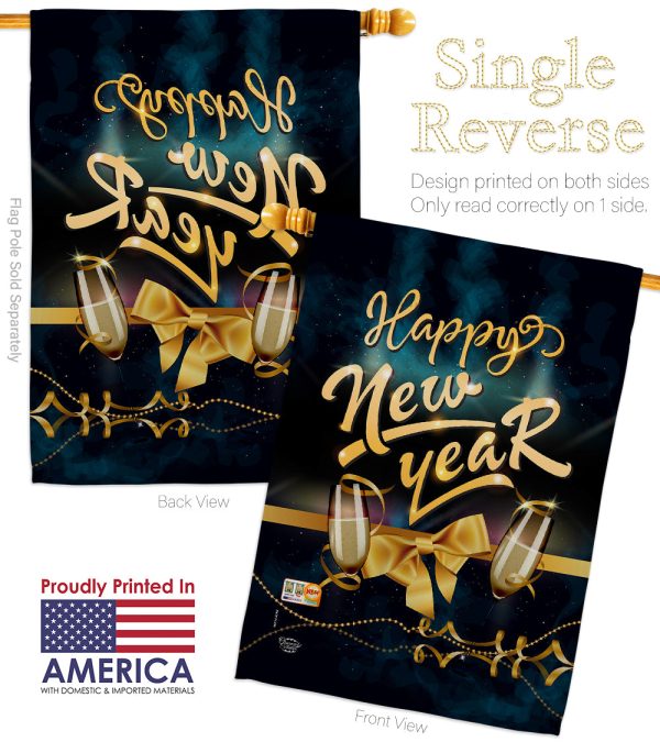 Cheerful New Year - New Year Winter Vertical Impressions Decorative Flags HG192146 Made In USA Cheap - Image 3