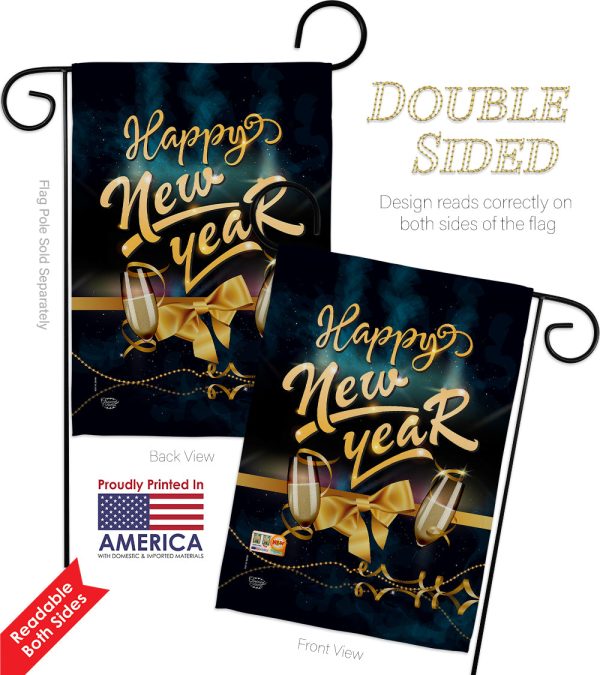 Cheerful New Year - New Year Winter Vertical Impressions Decorative Flags HG192146 Made In USA Cheap - Image 4