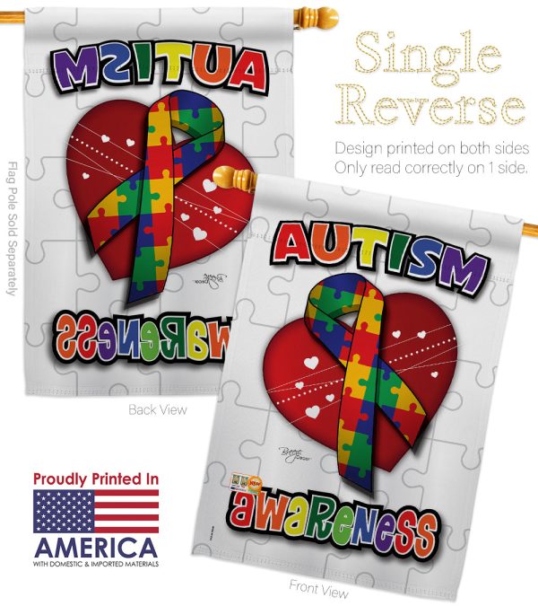 Autism Awareness - Support Inspirational Vertical Impressions Decorative Flags HG115085 Made In USA For Cheap - Image 3