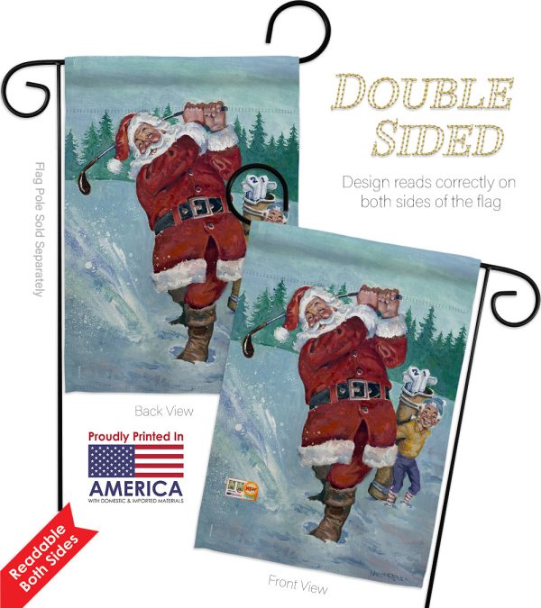 Snow Golfing Santa - Christmas Winter Vertical Impressions Decorative Flags HG114121 Made In USA Supply - Image 4