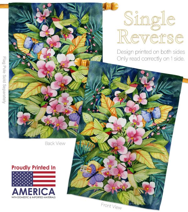 Orchids And Hummingbirds - Birds Garden Friends Vertical Impressions Decorative Flags HG105055 Made In USA on Sale - Image 3