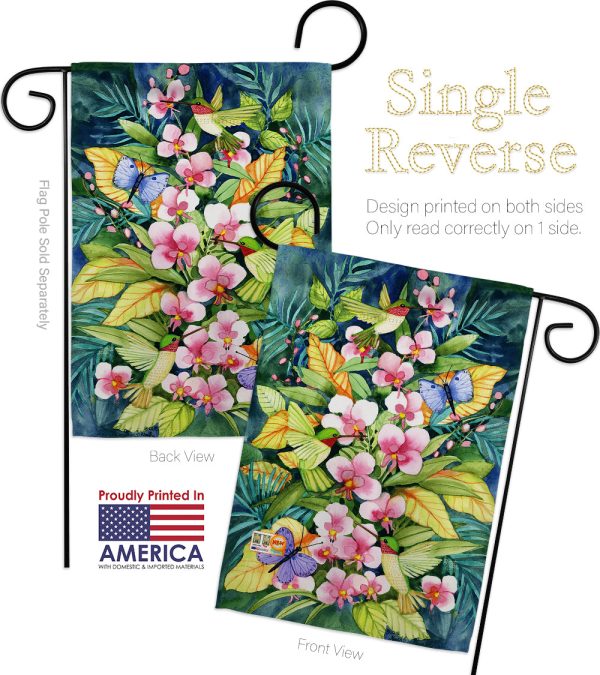 Orchids And Hummingbirds - Birds Garden Friends Vertical Impressions Decorative Flags HG105055 Made In USA on Sale - Image 5
