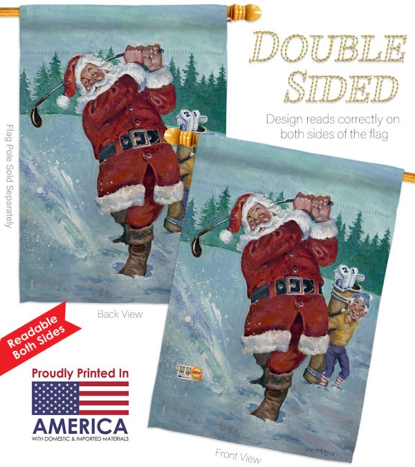 Snow Golfing Santa - Christmas Winter Vertical Impressions Decorative Flags HG114121 Made In USA Supply - Image 2