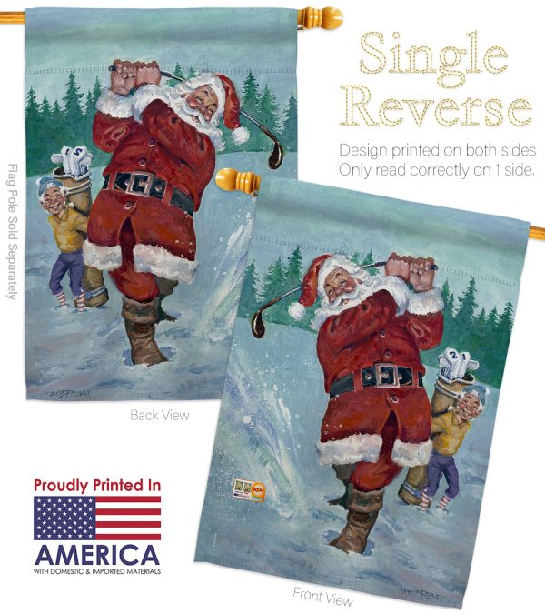 Snow Golfing Santa - Christmas Winter Vertical Impressions Decorative Flags HG114121 Made In USA Supply - Image 3
