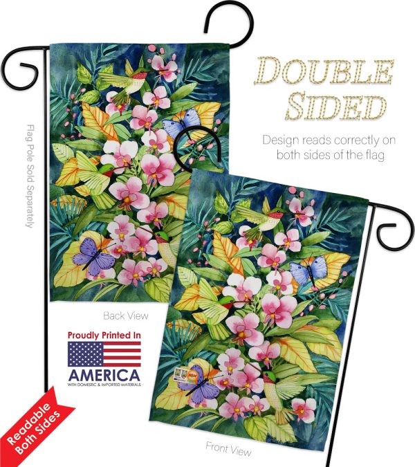 Orchids And Hummingbirds - Birds Garden Friends Vertical Impressions Decorative Flags HG105055 Made In USA on Sale - Image 4
