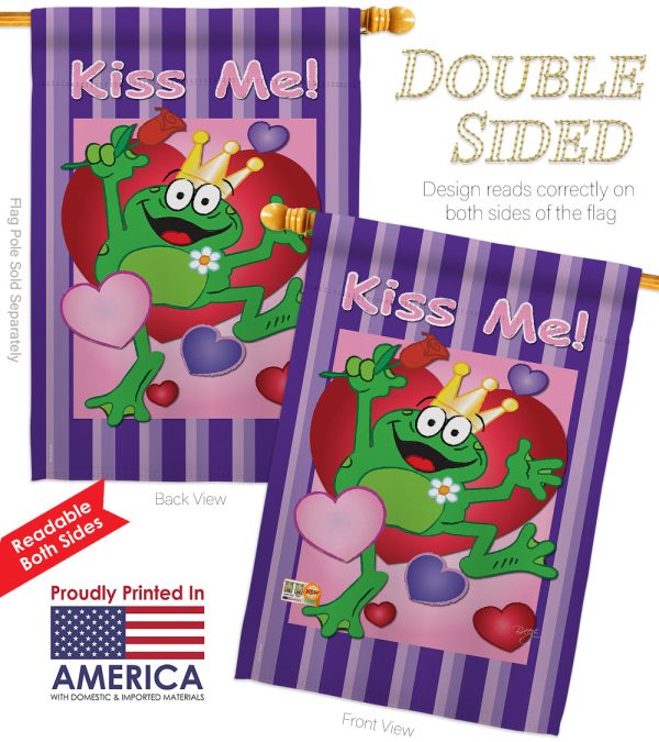 Kiss Me Frog - Valentines Spring Vertical Impressions Decorative Flags HG101042 Made In USA Online Hot Sale - Image 2